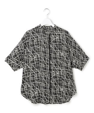 ICB L 【新色追加・WEB限定カラーあり】BackSatinAmunzen 5分袖バンドカラーブラウス