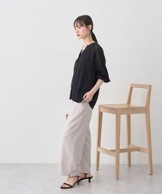 earth music&ecology 【接触冷感】キーネックシアーカーディガン Black