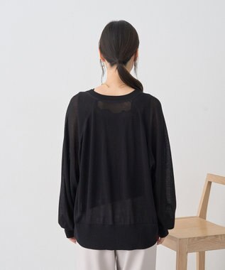 earth music&ecology 【接触冷感】キーネックシアーカーディガン Black