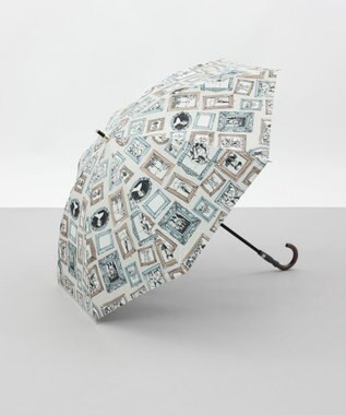 AURORA 【 Beaurance （ビューランス）】プリント額縁柄　晴雨兼用傘（長傘） ライトベージュ