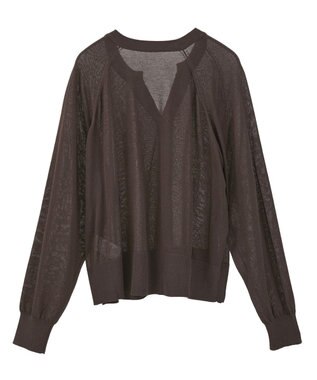 earth music&ecology 【接触冷感】キーネックシアーカーディガン Brown