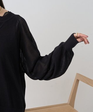 earth music&ecology 【接触冷感】キーネックシアーカーディガン Black