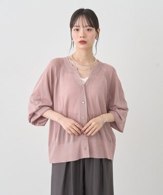 earth music&ecology 【接触冷感】キーネックシアーカーディガン Pink