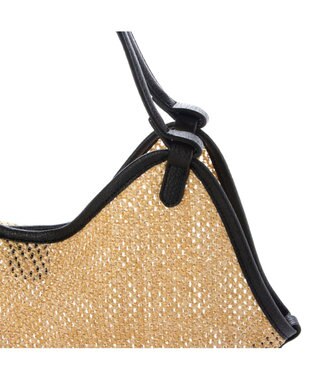 UNBILLION カシュカシュ cachecache / フェイクレザーショルダーバッグ付雑材風トート ブラックミックス