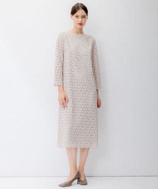 23区 【APPLAUDIR】オプティカルフラワーレース ドレス ベージュ系