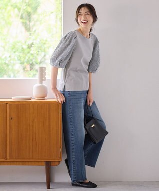 ANY L シルケットスムースジャガードスリーブプルオーバー グレー