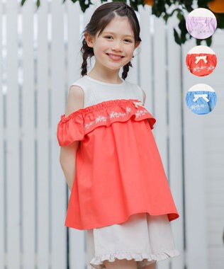 組曲 KIDS  【110-140㎝】 クロスステッチオフショルトップス