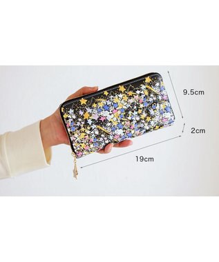 tsumori chisato CARRY ギャラクシーパネル ラウンドファスナー長財布 がま口 レザーキルティング ブラック