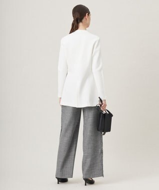 ICB 【洗える】 ライトスラブツイード ワイドパンツ ブラック×オフホワイト系