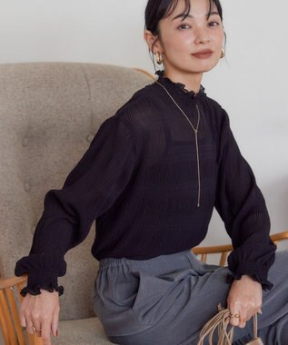 AMERICAN HOLIC マジョリカプリーツハイネックブラウス Black