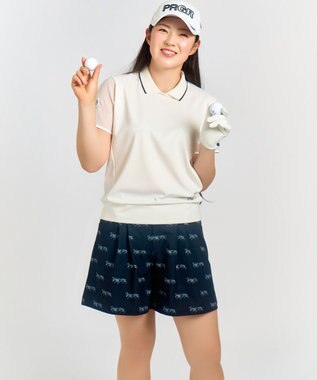 23区GOLF 【辻梨恵プロ着用】メッシュスリーブストレッチポロ ホワイト系