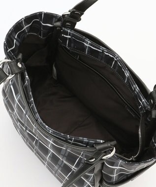 Y'SACCS ドローイングチェックトートバッグ ブラック