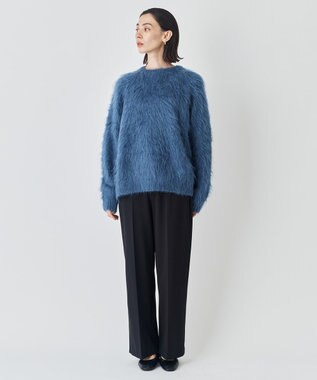 UNFILO MENS 【男女兼用】シャギー クルーネックニット ブルー