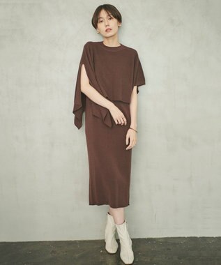 #Newans 【洗える】コットンウールニットセットアップ ブラウン系
