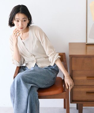 CRAFT STANDARD BOUTIQUE シアーニットカーディガン Light Gray