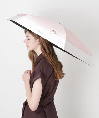 MOONBAT 【一級遮光/コンパクト】PAUL & JOE 晴雨兼用 折りたたみ日傘 軽量 スウィンギングヌネット ペールピンク