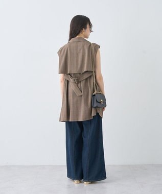 earth music&ecology ショートジレンチ Check Brown