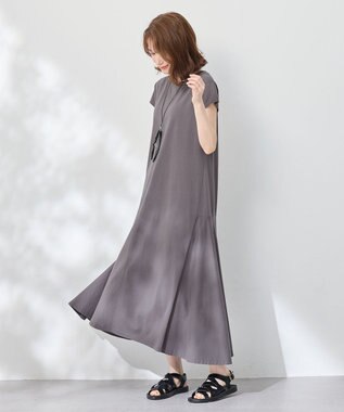 ANY 【洗濯機可】フレンチスリーブワンピース チャコール
