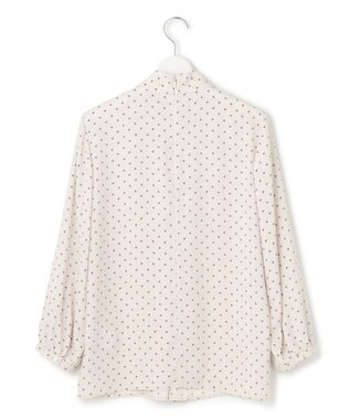 23区 L 【洗える】トライアングルプリント ネックデザイン ブラウス ベージュプリント