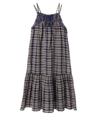 earth music&ecology マドラスチェックキャミワンピース Navy