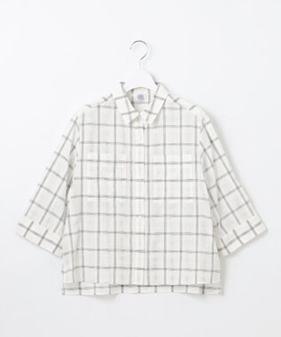 J.PRESS LADIES 【洗える】SHEER チェック シャツ ブラウス ホワイト×ブラック系