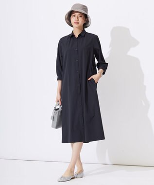 J.PRESS LADIES 【洗える】RENUソフトタイプライター シャツ ワンピース ネイビー系