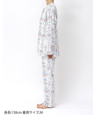 WACOAL パジャマ 長袖 長ズボン 綿100%(本体) ミントン レディース NDX541 /ワコール ホワイト