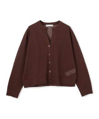 UNFILO シアーフォルムニット キーネックカーディガン ブラウン