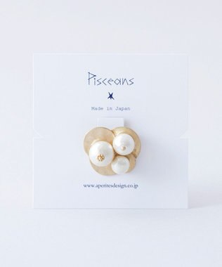 Pisceans グラデコットンパールブローチ マットゴールド