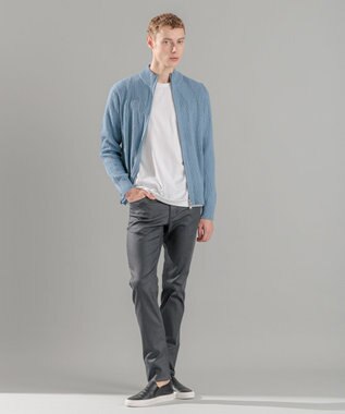 JOSEPH HOMME  新柄【洗える】シルクバルキー　　ハイネックジップアップニット ブラック系