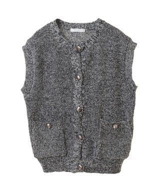 Green Parks シルバーボタンクルーネックベスト Gray Mixture