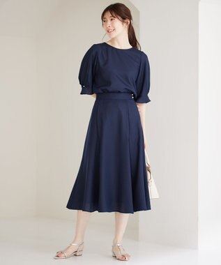 ANY SIS L 【速乾・接触冷感】スムージーポリエステル クルーネック ブラウス ネイビー