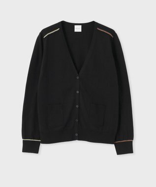Paul Smith 【洗える】Signature Stripe アイレット カーディガン ブラック
