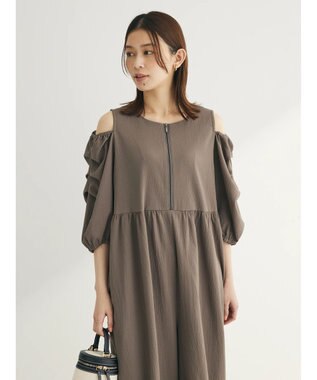 Green Parks ■ＥＳＣＡＲ　タックスリーブワイドオールインワン Gray Beige