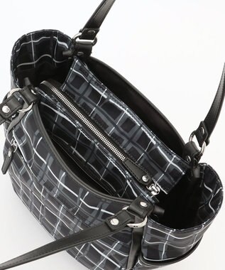 Y'SACCS ドローイングチェックトートバッグ ブラック