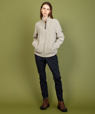 JOSEPH ABBOUD MOUNTAIN 【イタリア糸使用/サスティナブル素材/裏地付き/ライナードッキング対応】 コットンウール ニット アウター ベージュ系