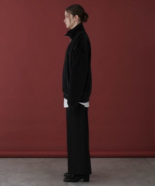 WEGO 【ユニセックス着用ITEM】マイクロシャギーワンポイントハーフZIPプルオーバー ブラック