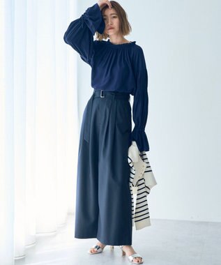 YECCA VECCA 2wayギャザーデザインブラウス Navy