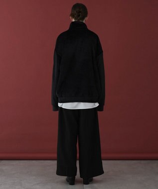 WEGO 【ユニセックス着用ITEM】マイクロシャギーワンポイントハーフZIPプルオーバー ブラック