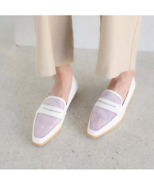 MODE ET JACOMO <carino>メッシュチュールローファー ホワイトコンビ