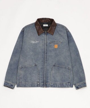 WEGO 【ユニセックス着用ITEM/MLサイズ展開】ワーカーズZIPデニムジャケット デニム中濃加工色