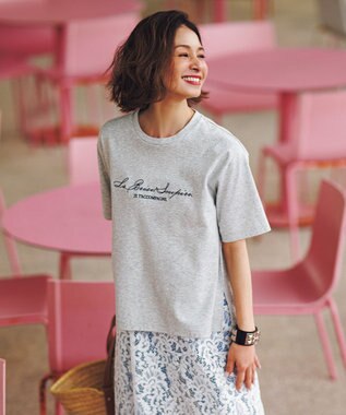UNFILO 【VERY掲載】BEAUTY FORM-T cotton ロゴ ハーフスリーブ Tシャツ TOPグレー