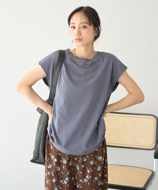 earth music&ecology 【遮熱・接触冷感・UVカット】フレンチスリーブTシャツ Charcoal Gray