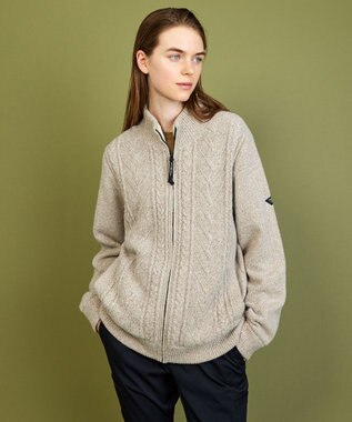 JOSEPH ABBOUD MOUNTAIN 【イタリア糸使用/サスティナブル素材/裏地付き/ライナードッキング対応】 コットンウール ニット アウター ベージュ系