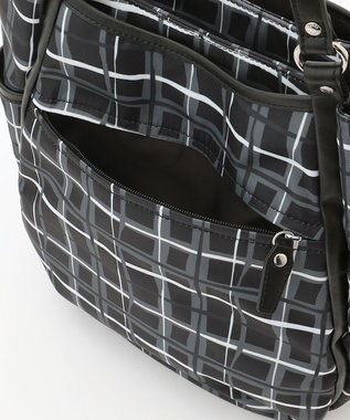 Y'SACCS ドローイングチェックトートバッグ ブラック