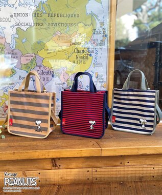 ROOTOTE 8260【スヌーピー】IP.スクエア.ボーダー.ピーナッツ-7P 01：ベージュ