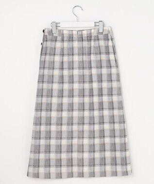 J.PRESS LADIES L スラブ調チェック プリント スカート グレーチェック系