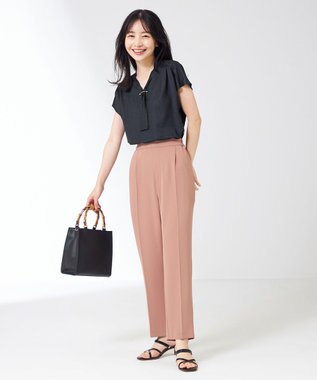 ANY SIS 【洗える】ポリベアボウタイ ブラウス ネイビー