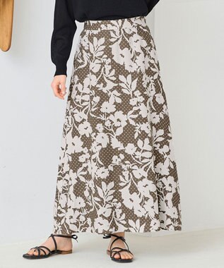 自由区 L 【洗える】モノトーンドットフレア スカート ブラウン系5