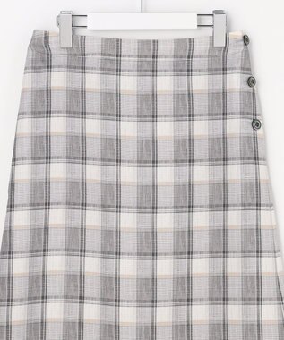 J.PRESS LADIES L スラブ調チェック プリント スカート グレーチェック系